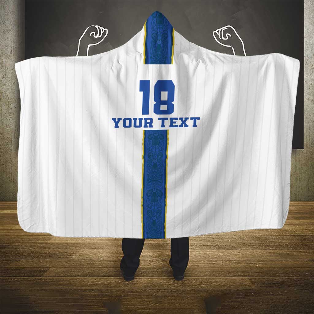 Custom Finland Football Hooded Blanket Suomi Champion Sami Pattern - Wonder Print Shop