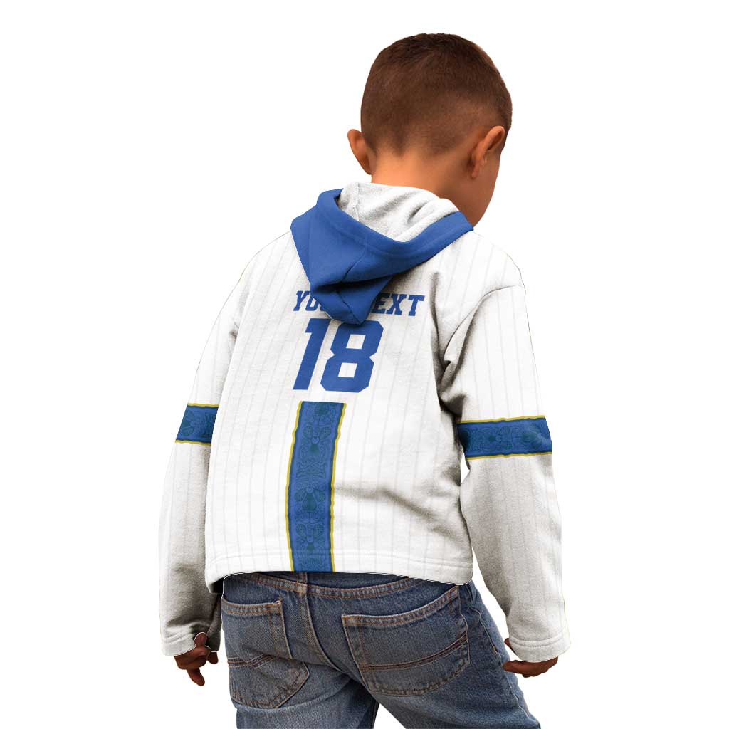 Custom Finland Football Kid Hoodie Suomi Champion Sami Pattern - Wonder Print Shop