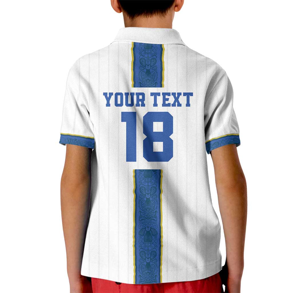 Custom Finland Football Kid Polo Shirt Suomi Champion Sami Pattern - Wonder Print Shop