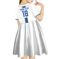 Custom Finland Football Kid Short Sleeve Dress Suomi Champion Sami Pattern - Wonder Print Shop