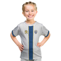 Custom Finland Football Kid T Shirt Suomi Champion Sami Pattern - Wonder Print Shop