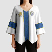 Custom Finland Football Kimono Sleeve Blouse Suomi Champion Sami Pattern - Wonder Print Shop