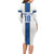 Custom Finland Football Long Sleeve Bodycon Dress Suomi Champion Sami Pattern - Wonder Print Shop