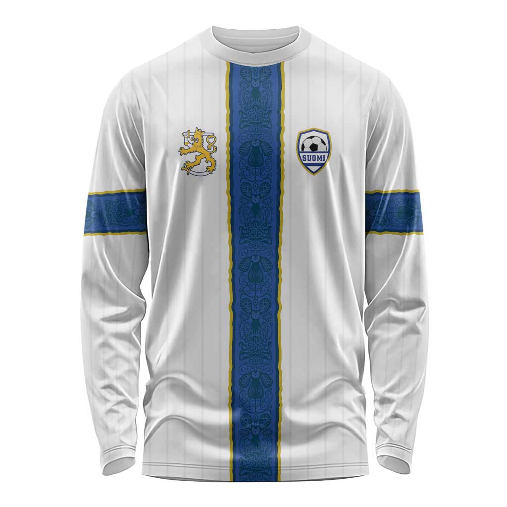 Custom Finland Football Long Sleeve Shirt Suomi Champion Sami Pattern - Wonder Print Shop