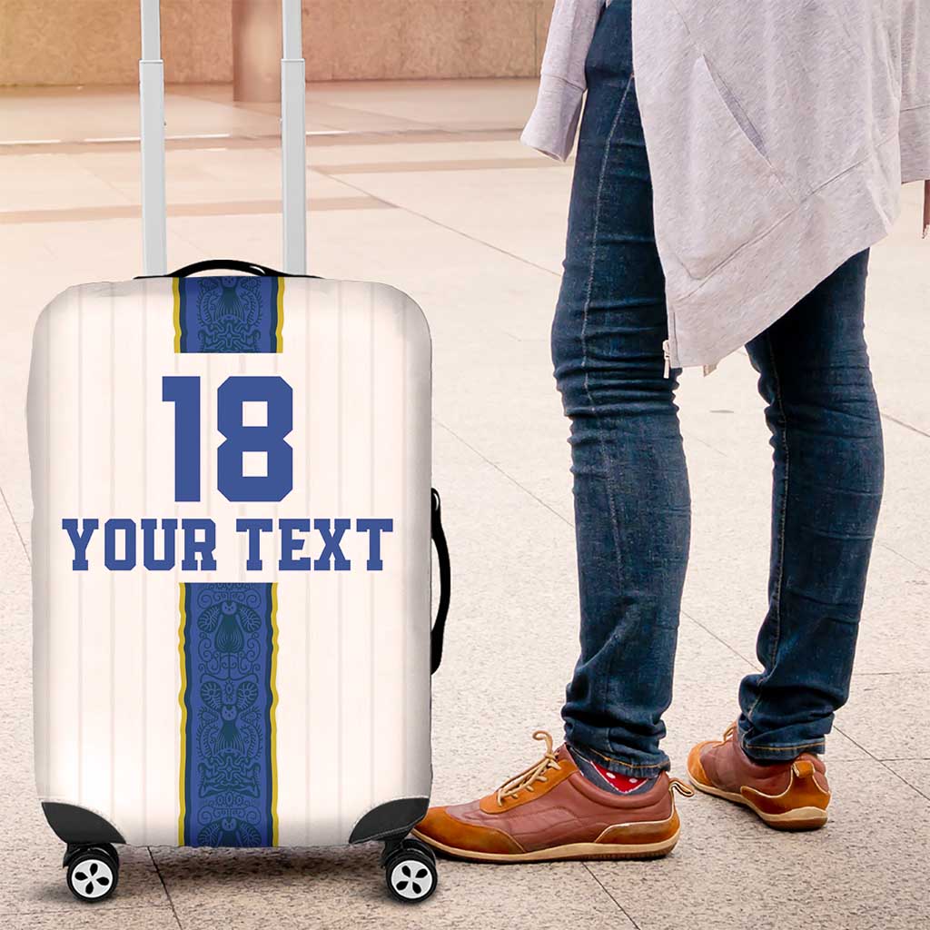 Custom Finland Football Luggage Cover Suomi Champion Sami Pattern - Wonder Print Shop