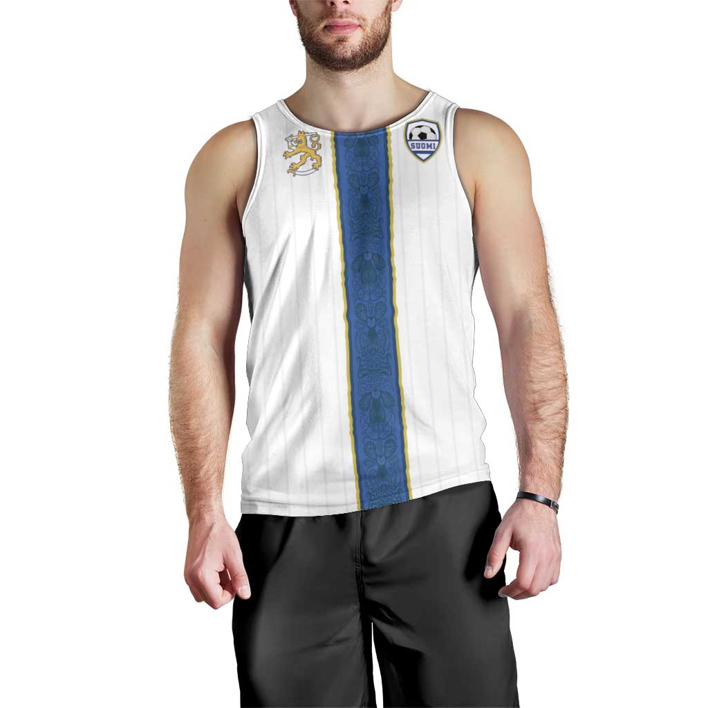 Custom Finland Football Men Tank Top Suomi Champion Sami Pattern - Wonder Print Shop
