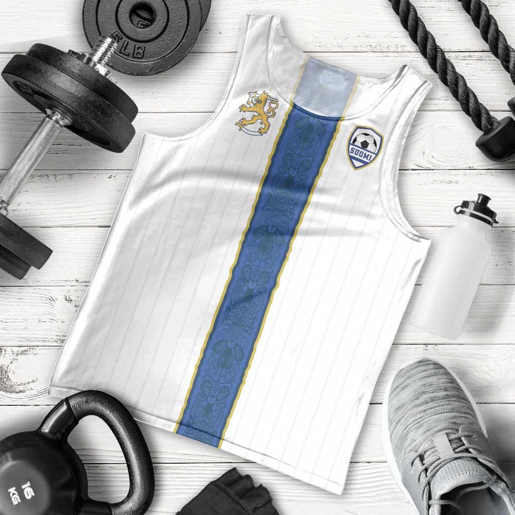 Custom Finland Football Men Tank Top Suomi Champion Sami Pattern - Wonder Print Shop