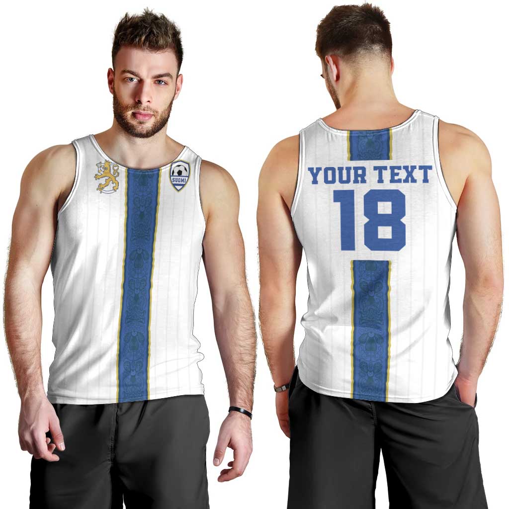 Custom Finland Football Men Tank Top Suomi Champion Sami Pattern - Wonder Print Shop