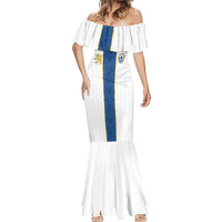 Custom Finland Football Mermaid Dress Suomi Champion Sami Pattern - Wonder Print Shop