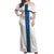 Custom Finland Football Off Shoulder Maxi Dress Suomi Champion Sami Pattern - Wonder Print Shop