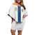 Custom Finland Football Off Shoulder Short Dress Suomi Champion Sami Pattern - Wonder Print Shop