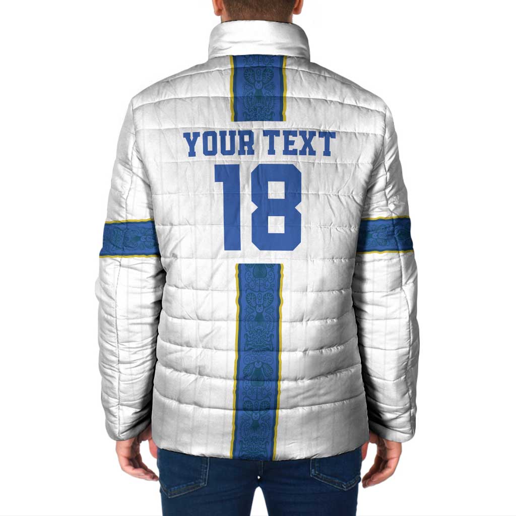 Custom Finland Football Padded Jacket Suomi Champion Sami Pattern - Wonder Print Shop