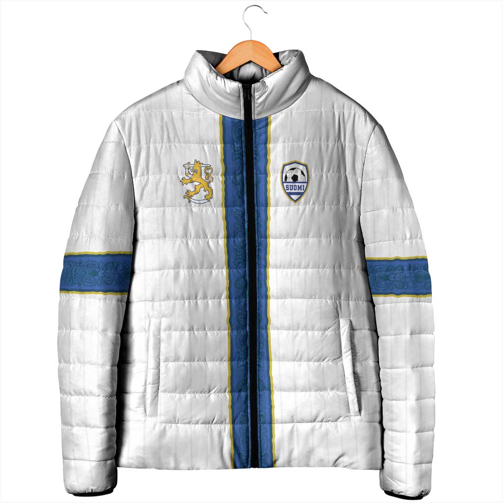 Custom Finland Football Padded Jacket Suomi Champion Sami Pattern - Wonder Print Shop