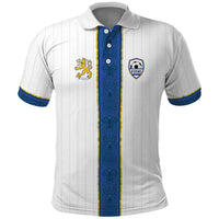 Custom Finland Football Polo Shirt Suomi Champion Sami Pattern - Wonder Print Shop