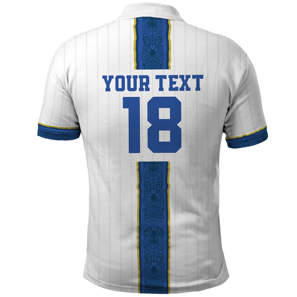 Custom Finland Football Polo Shirt Suomi Champion Sami Pattern - Wonder Print Shop