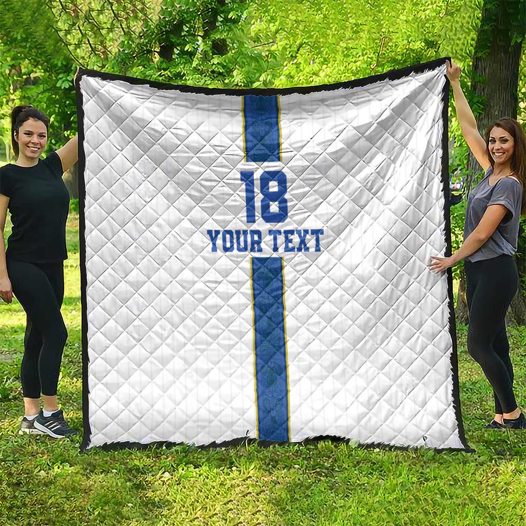 Custom Finland Football Quilt Suomi Champion Sami Pattern - Wonder Print Shop