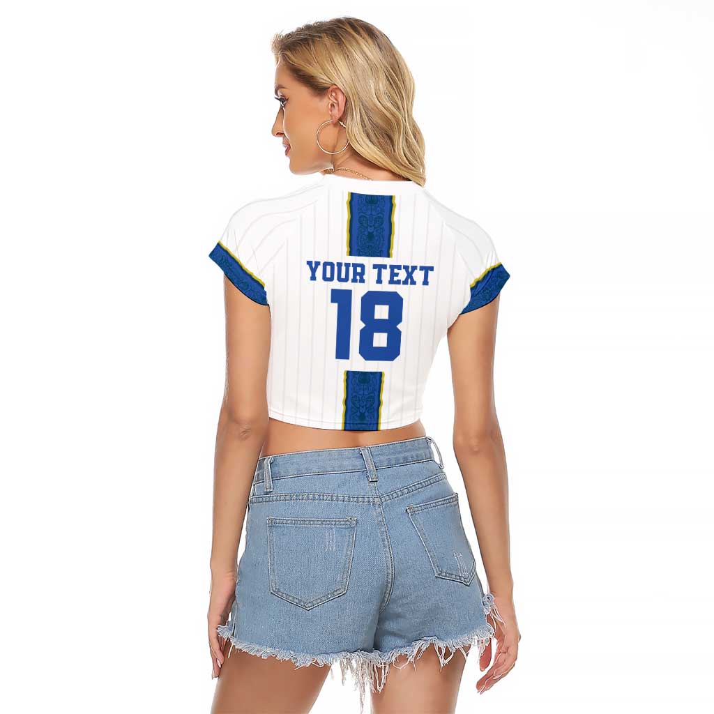 Custom Finland Football Raglan Cropped T Shirt Suomi Champion Sami Pattern - Wonder Print Shop