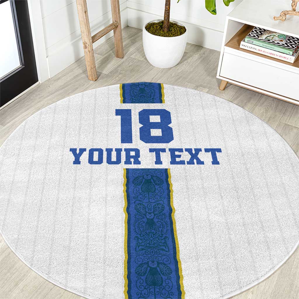 Custom Finland Football Round Carpet Suomi Champion Sami Pattern - Wonder Print Shop