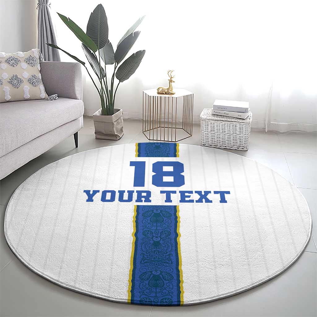 Custom Finland Football Round Carpet Suomi Champion Sami Pattern - Wonder Print Shop