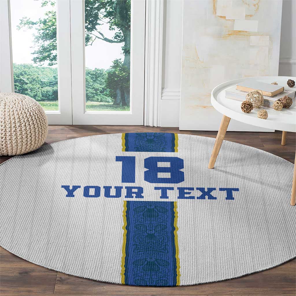 Custom Finland Football Round Carpet Suomi Champion Sami Pattern - Wonder Print Shop