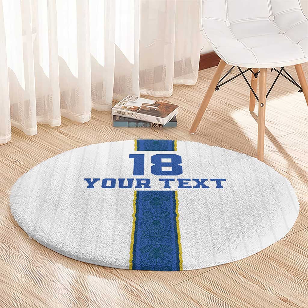 Custom Finland Football Round Carpet Suomi Champion Sami Pattern - Wonder Print Shop