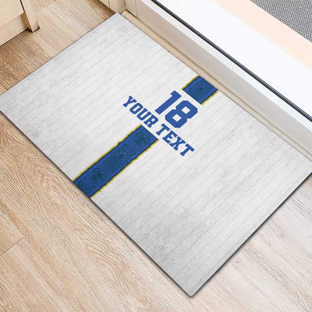 Custom Finland Football Rubber Doormat Suomi Champion Sami Pattern - Wonder Print Shop