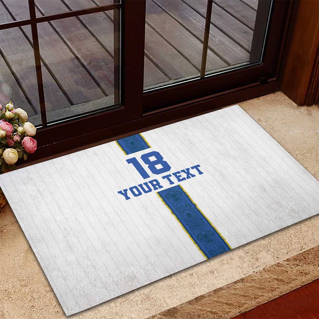 Custom Finland Football Rubber Doormat Suomi Champion Sami Pattern - Wonder Print Shop