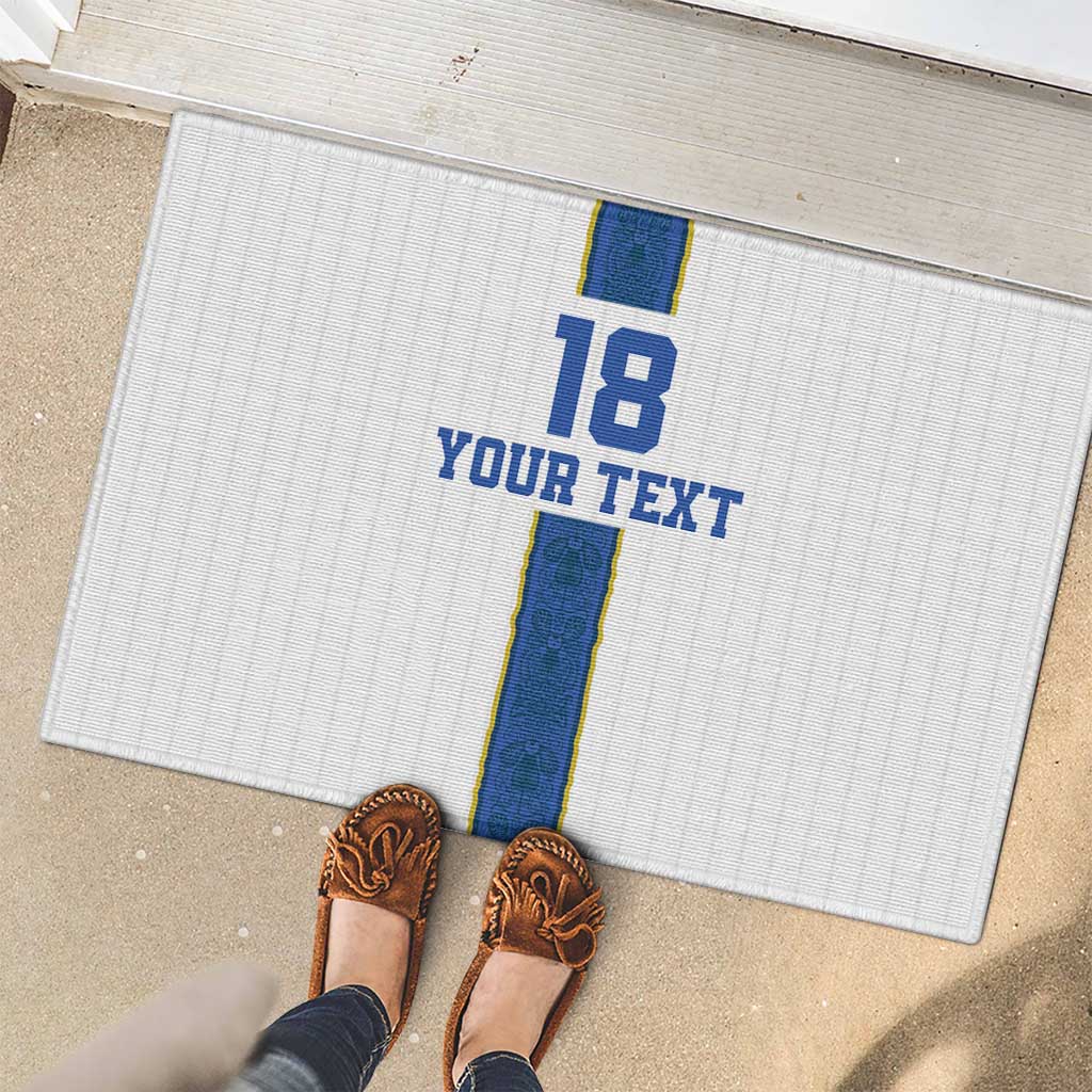 Custom Finland Football Rubber Doormat Suomi Champion Sami Pattern - Wonder Print Shop