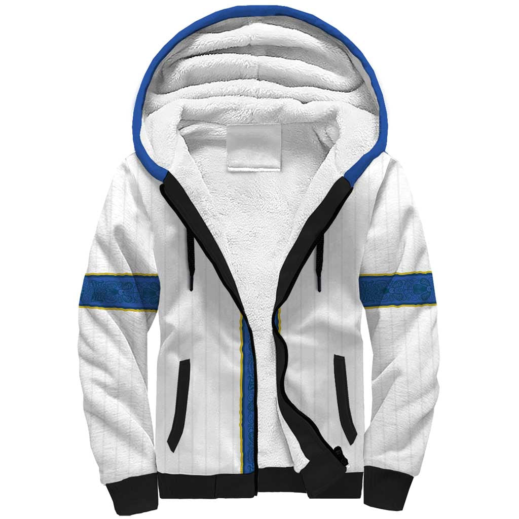 Custom Finland Football Sherpa Hoodie Suomi Champion Sami Pattern - Wonder Print Shop