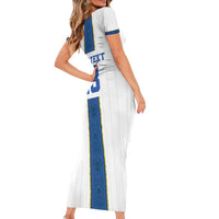 Custom Finland Football Short Sleeve Bodycon Dress Suomi Champion Sami Pattern - Wonder Print Shop