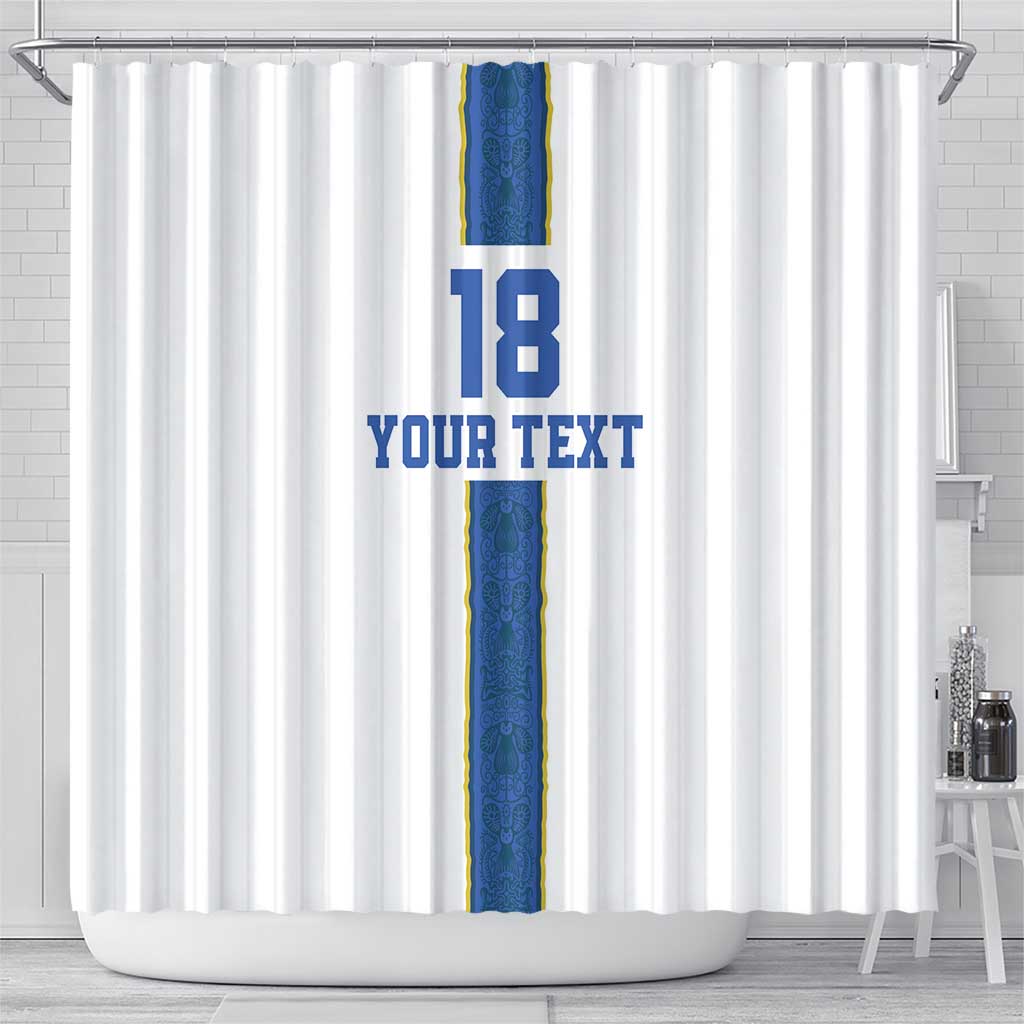 Custom Finland Football Shower Curtain Suomi Champion Sami Pattern - Wonder Print Shop