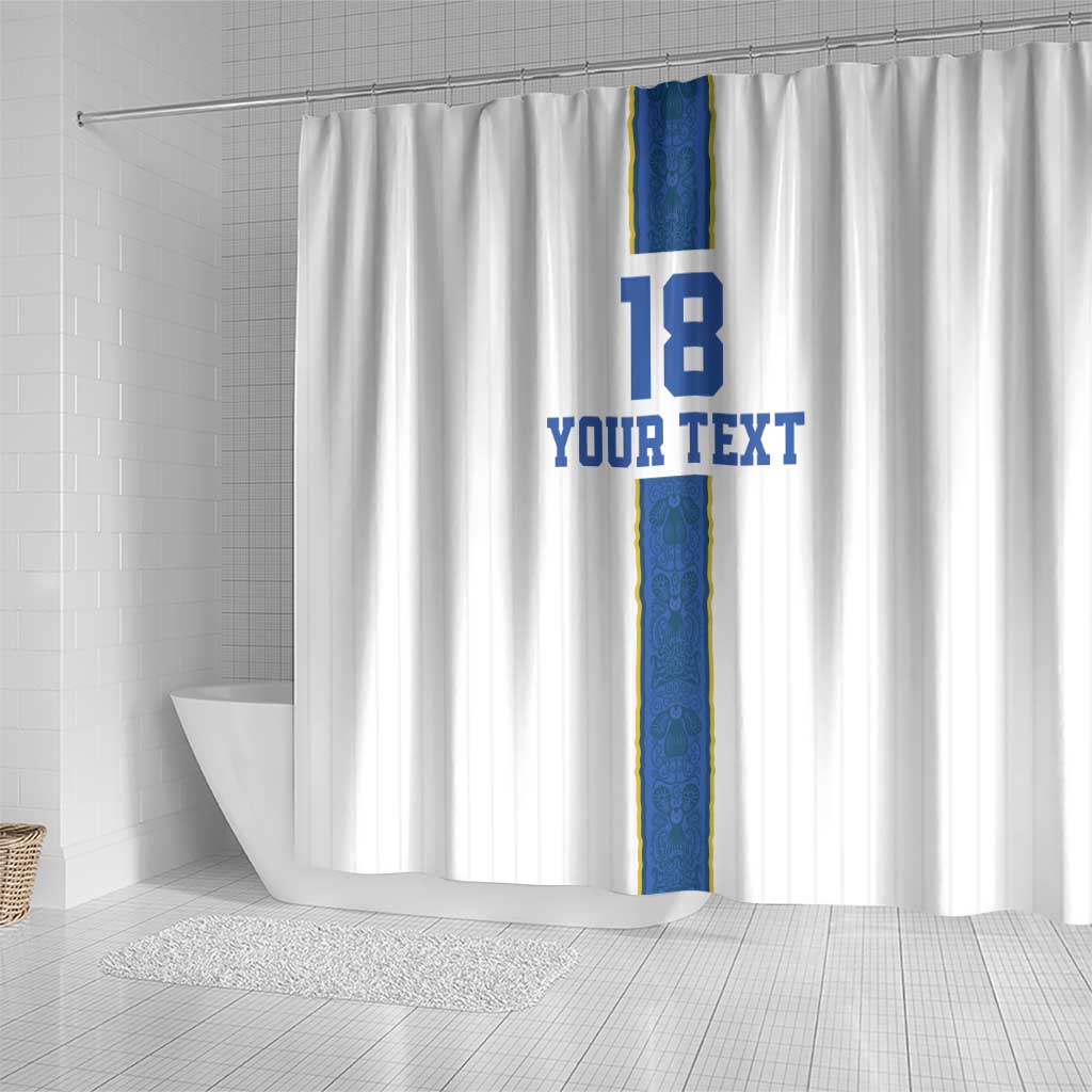 Custom Finland Football Shower Curtain Suomi Champion Sami Pattern - Wonder Print Shop