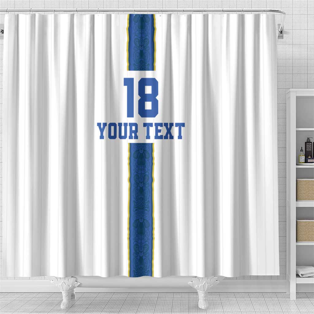 Custom Finland Football Shower Curtain Suomi Champion Sami Pattern - Wonder Print Shop