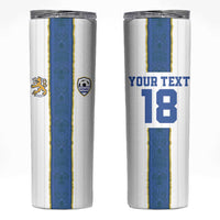 Custom Finland Football Skinny Tumbler Suomi Champion Sami Pattern - Wonder Print Shop