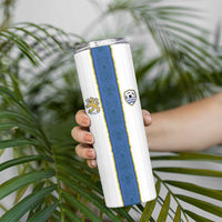 Custom Finland Football Skinny Tumbler Suomi Champion Sami Pattern - Wonder Print Shop