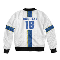 Custom Finland Football Sleeve Zip Bomber Jacket Suomi Champion Sami Pattern - Wonder Print Shop