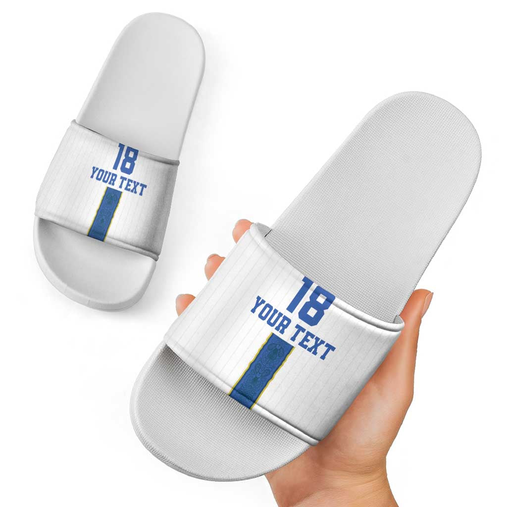 Custom Finland Football Slide Sandals Suomi Champion Sami Pattern - Wonder Print Shop