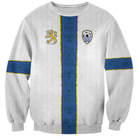 Custom Finland Football Sweatshirt Suomi Champion Sami Pattern - Wonder Print Shop