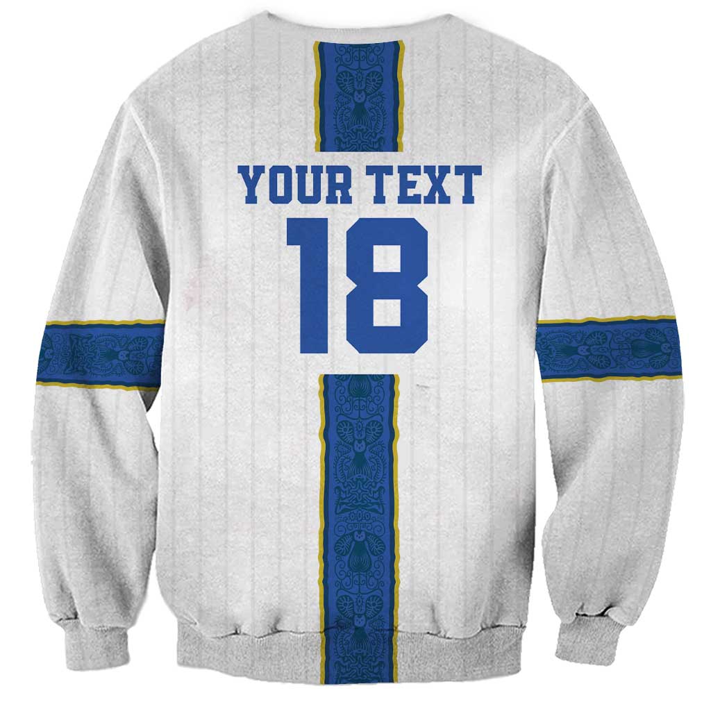 Custom Finland Football Sweatshirt Suomi Champion Sami Pattern - Wonder Print Shop