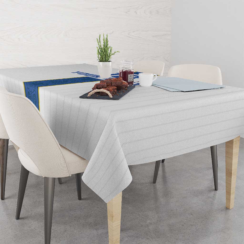 Custom Finland Football Tablecloth Suomi Champion Sami Pattern - Wonder Print Shop