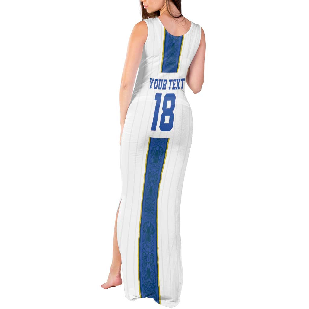 Custom Finland Football Tank Maxi Dress Suomi Champion Sami Pattern - Wonder Print Shop