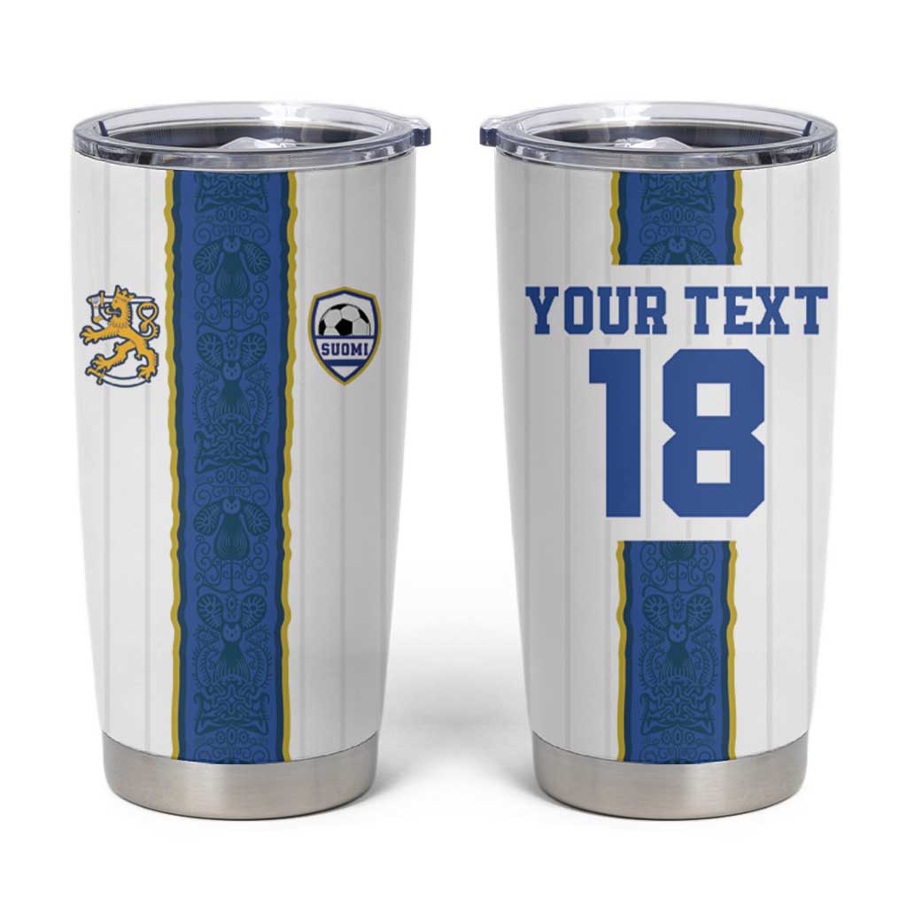 Custom Finland Football Tumbler Cup Suomi Champion Sami Pattern - Wonder Print Shop