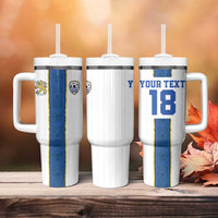 Custom Finland Football Tumbler With Handle Suomi Champion Sami Pattern - Wonder Print Shop