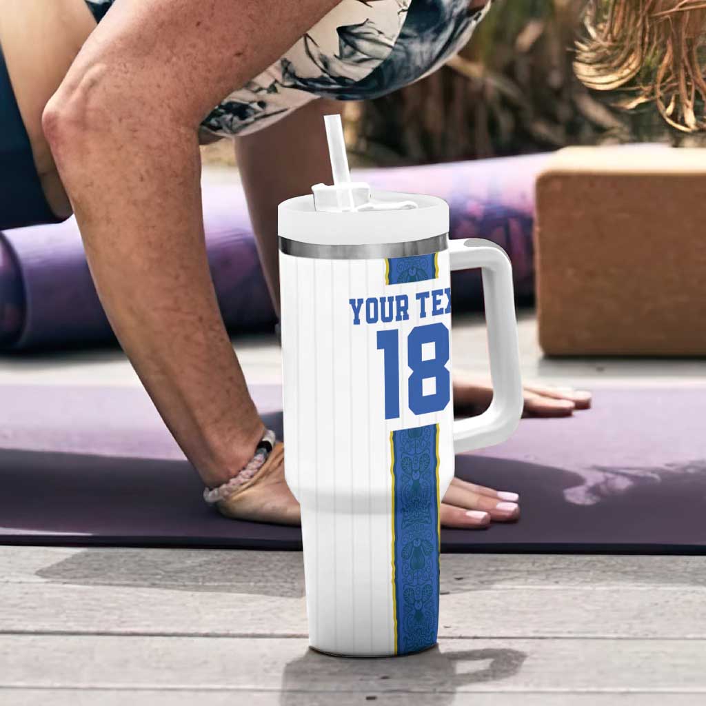 Custom Finland Football Tumbler With Handle Suomi Champion Sami Pattern - Wonder Print Shop