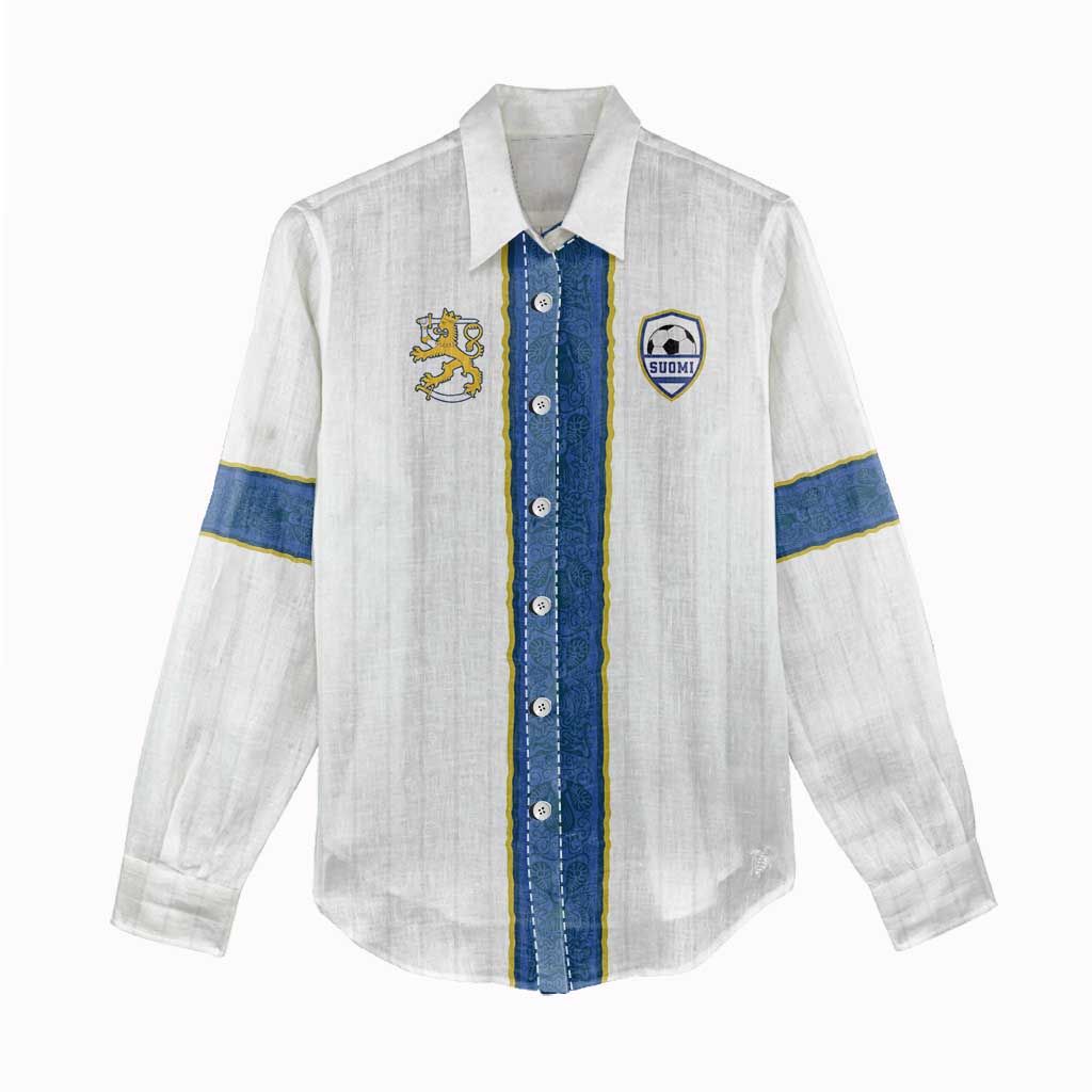 Custom Finland Football Women Casual Shirt Suomi Champion Sami Pattern - Wonder Print Shop