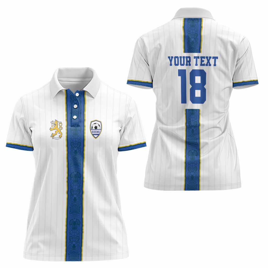 Custom Finland Football Women Polo Shirt Suomi Champion Sami Pattern - Wonder Print Shop