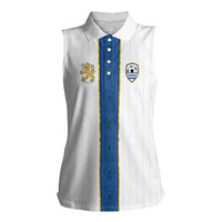 Custom Finland Football Women Sleeveless Polo Shirt Suomi Champion Sami Pattern - Wonder Print Shop