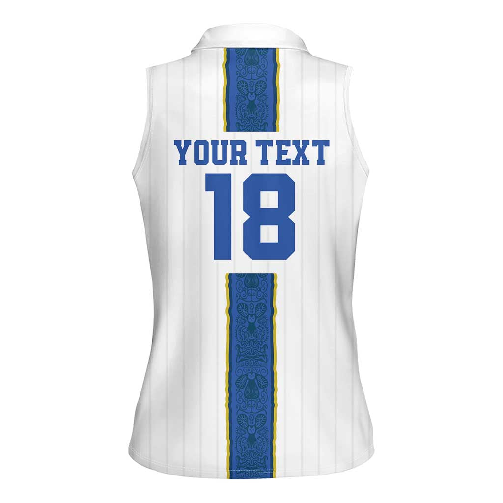 Custom Finland Football Women Sleeveless Polo Shirt Suomi Champion Sami Pattern - Wonder Print Shop