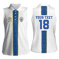 Custom Finland Football Women Sleeveless Polo Shirt Suomi Champion Sami Pattern - Wonder Print Shop