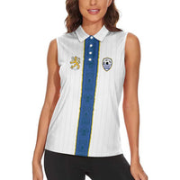 Custom Finland Football Women Sleeveless Polo Shirt Suomi Champion Sami Pattern - Wonder Print Shop